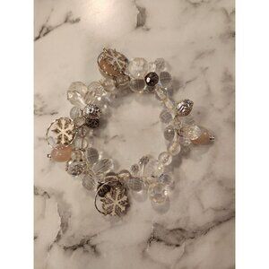 Snowflake Charm & Bead Stretch Bracelet